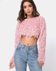Image of Diabla Crop Jumper in Shaggy Knit Sugar Pink
