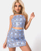 Image of Dina Mini Skirt in 90s Check with Clear Sequin