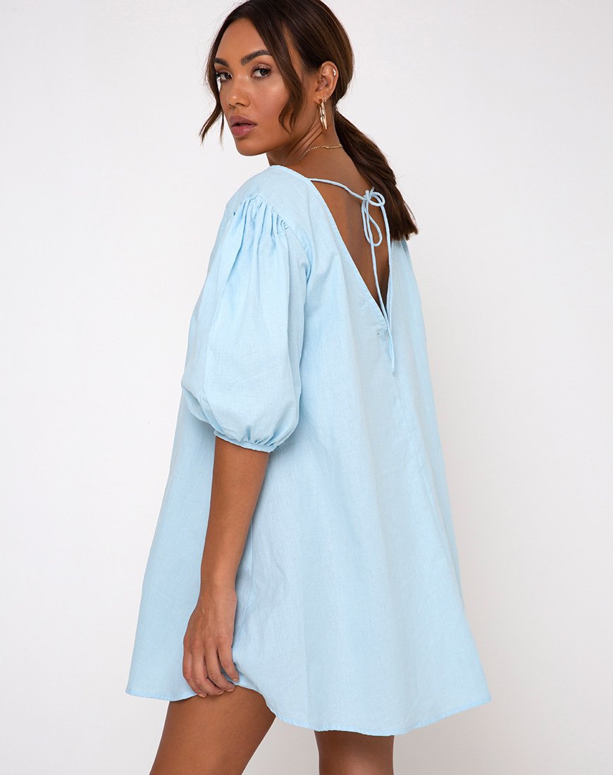 3/4 Sleeve Light Blue Babydoll Dress