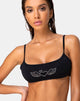 Image of Elvina Bikini Top in Matte Black with Diamante