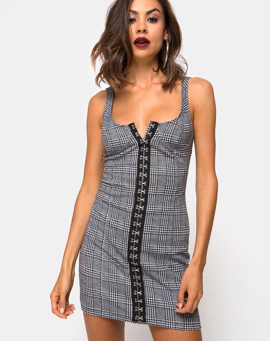Ena Bodycon Dress in Hook and Eye Charles Check Ena Bodycon Dress in Hook and Eye Charles Check