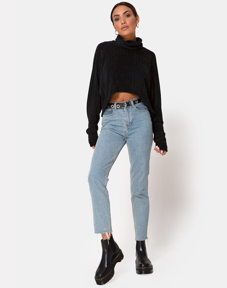 Evie Cropped Trui in Chenille Sage
