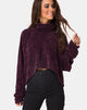 Image of Evie Cropped Sweatshirt in Chenille Plum