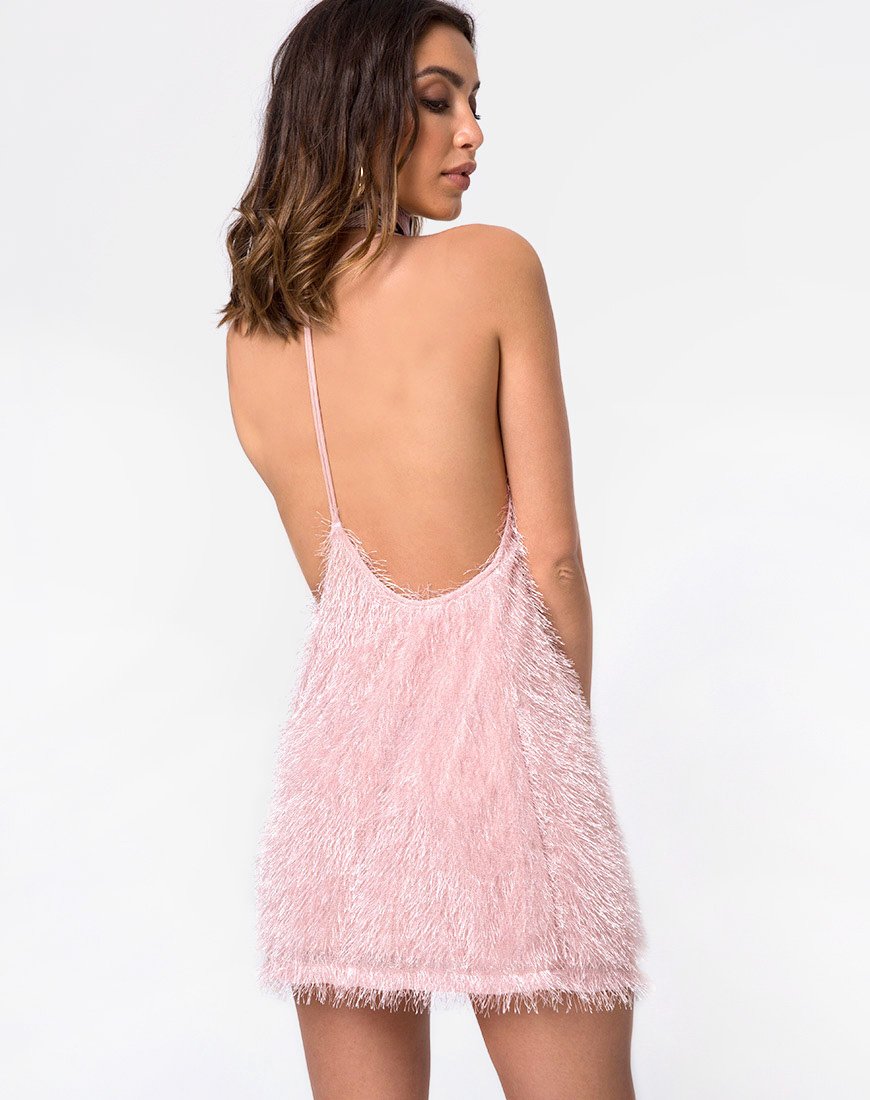 V neckline Fringe Sugar Pink slip Dress | Finn - Motel Rocks motelrocks-com-us V neckline Fringe Sugar Pink slip Dress | Finn - Motel Rocks motelrocks-com-us