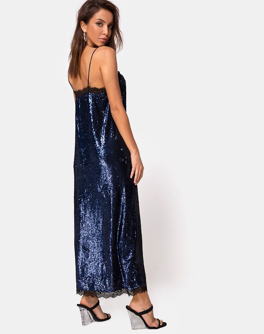 Dark Blue Sequined Maxi Dress Lace | Fitilia motelrocks-com-us Dark Blue Sequined Maxi Dress Lace | Fitilia motelrocks-com-us