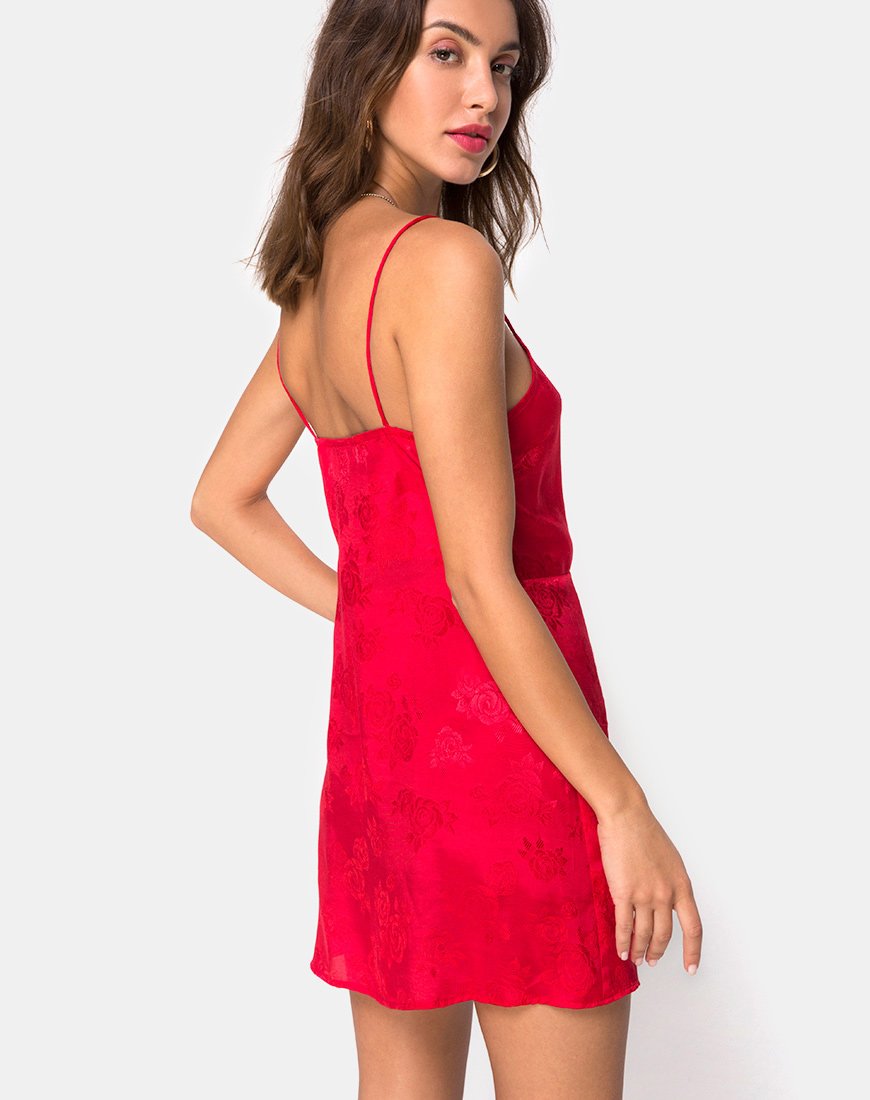 strapless open back dress Red Rose Wrap Dress