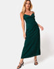 Image of Gaela Slip Dress in Satin Cheetah Forest Green