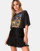 Image of Gaelle Skater Skirt in Satin Cheetah Black