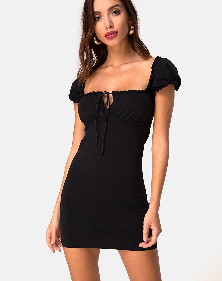 Black Bodycon Ruched Dress