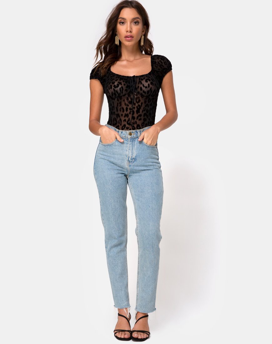 Image of Galacta Bodice in Animal Black Net