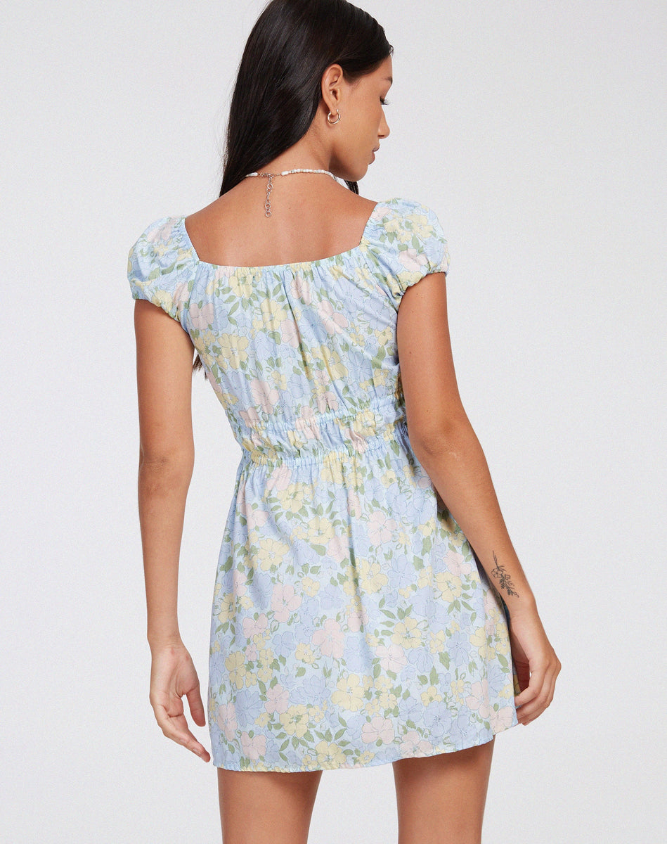 Washed Out Pastel Floral Mini Dress