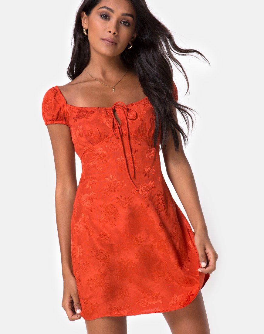 Gaval Mini Dress in Satin Rose Rust Gaval Mini Dress in Satin Rose Rust