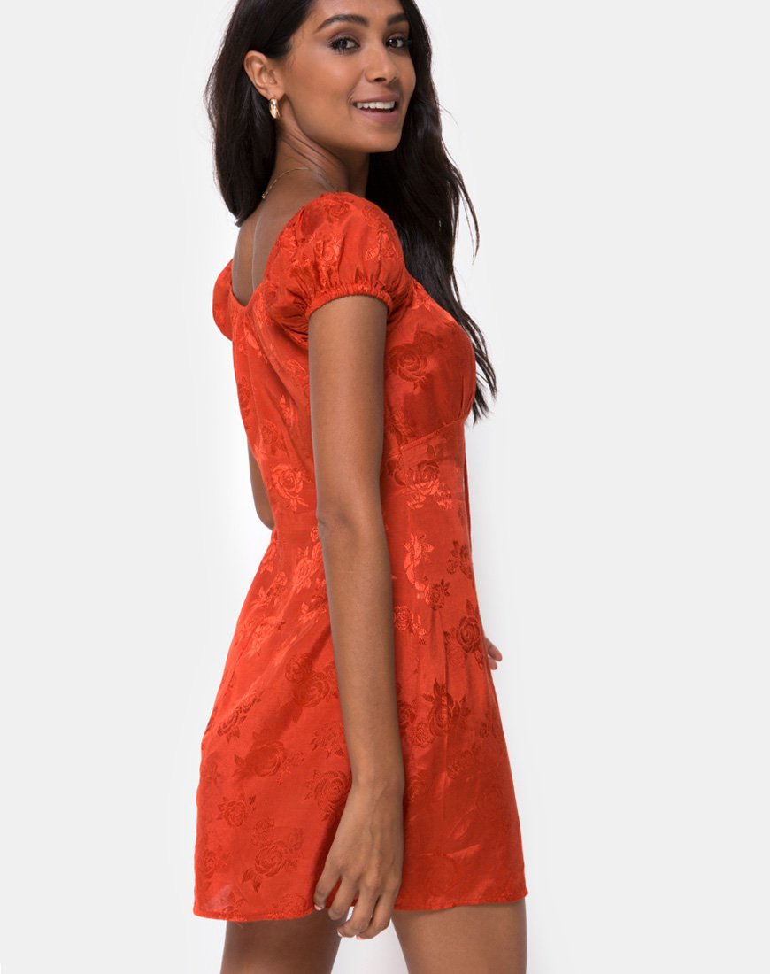 motel gaval mini dress rust Gaval Mini Dress in Satin Rose Rust