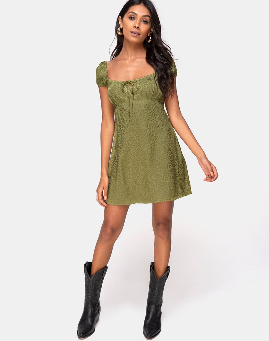 Green Cheetah Mini Dress | Gaval – motelrocks-com-us