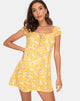 Image of Gaval Mini Dress in Rose Bunch Yellow