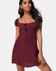 Image of Gaval Mini Dress in Satin Cheetah Burgundy