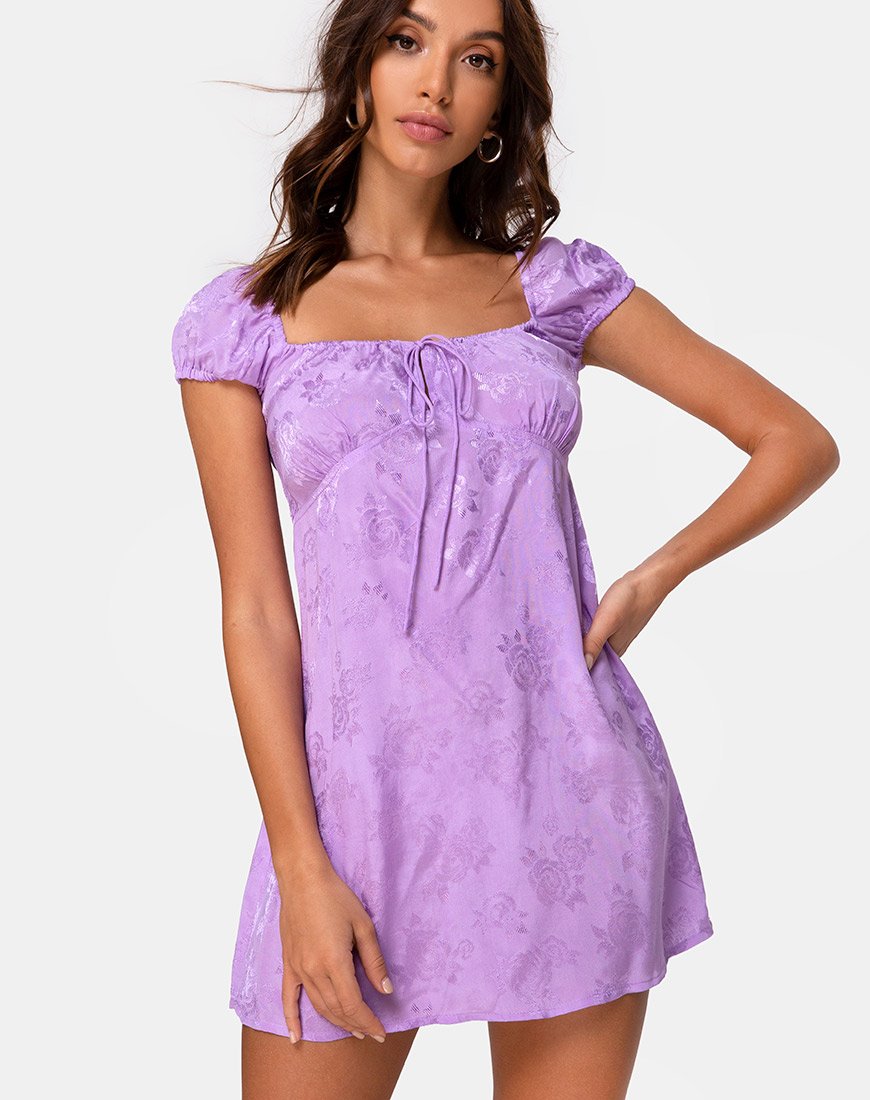 Gaval Mini Dress in Satin Rose Lilac Gaval Mini Dress in Satin Rose Lilac