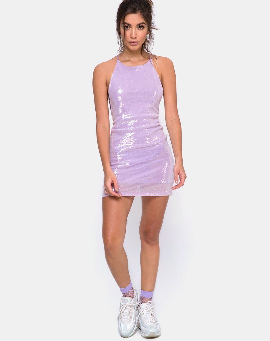 lilac metallic dress Purple Sequin Dress