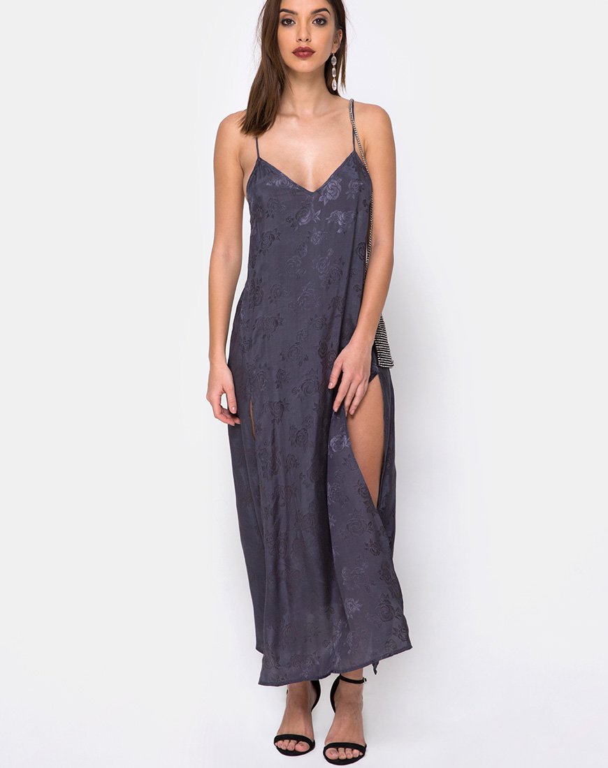 hime maxi dress Hime Maxi Dress in Satin Grey Rose