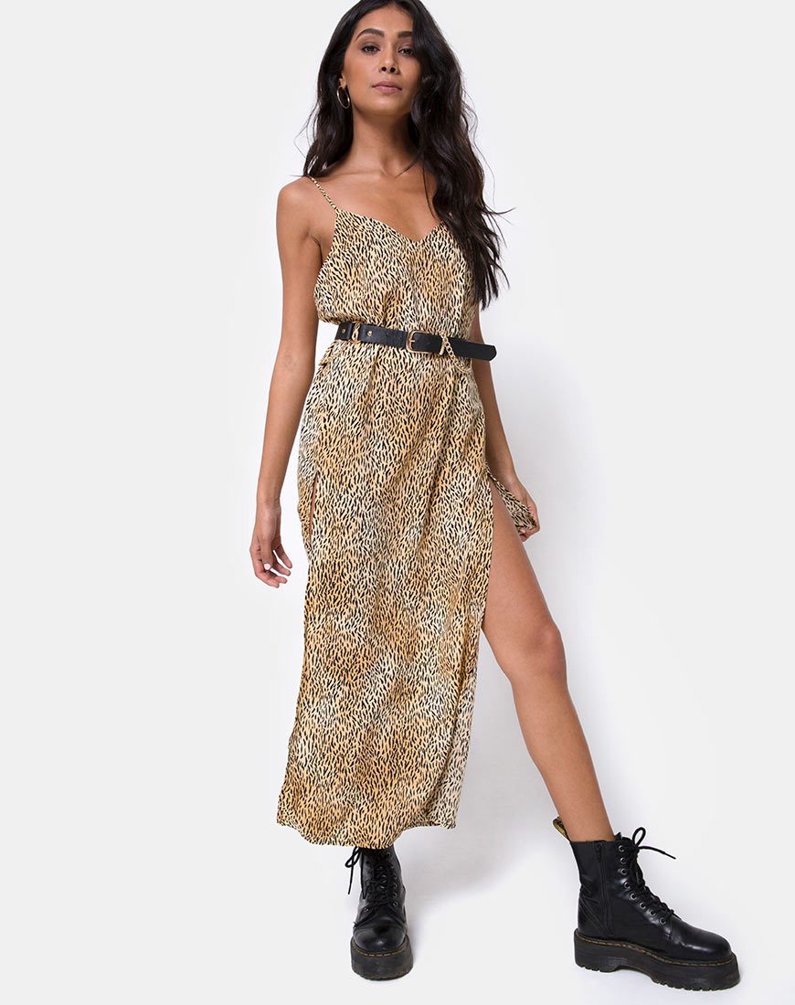 tiger maxi dress Tiger-Print Silk Maxi Dress in Brown for Women