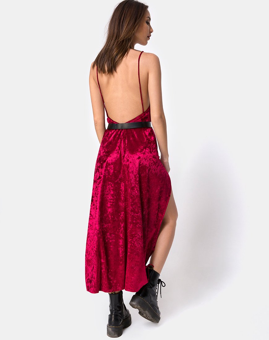 burgundy dress formal Hime Maxi Dress in Burgundy Velvet – motelrocks-com-us