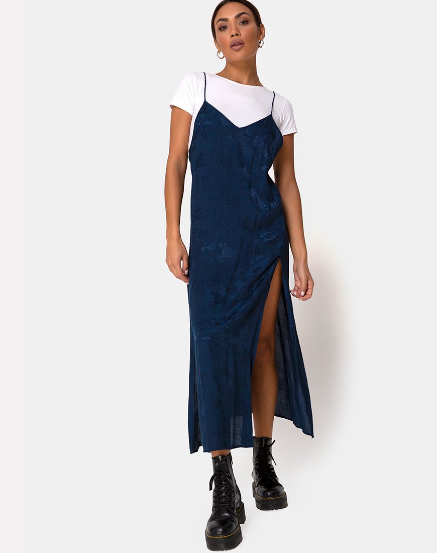 Image of Hime Dress in Satin Blue Rose