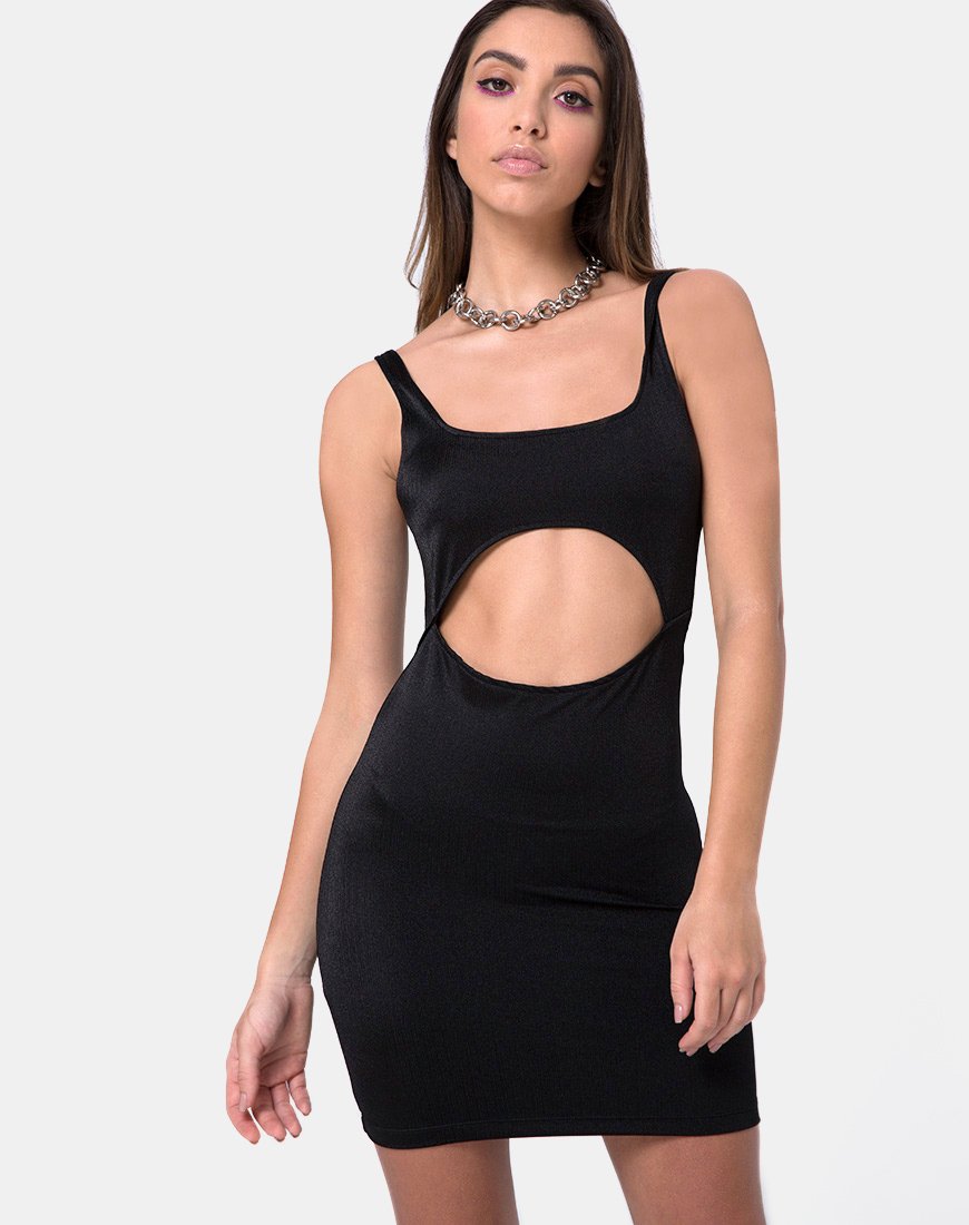 Hulana Dress in Nylon Spandex Black Hulana Dress in Nylon Spandex Black