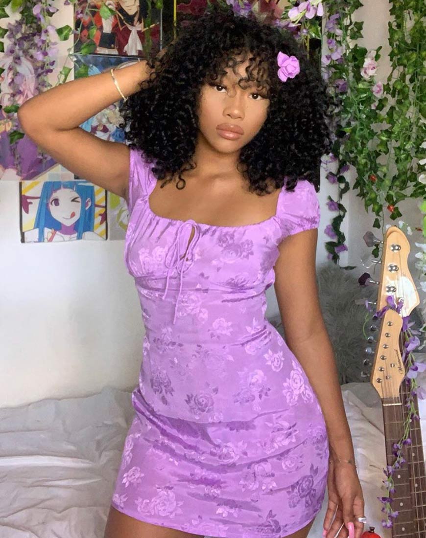 Gaval Mini Dress in Satin Rose Lilac Gaval Mini Dress in Satin Rose Lilac