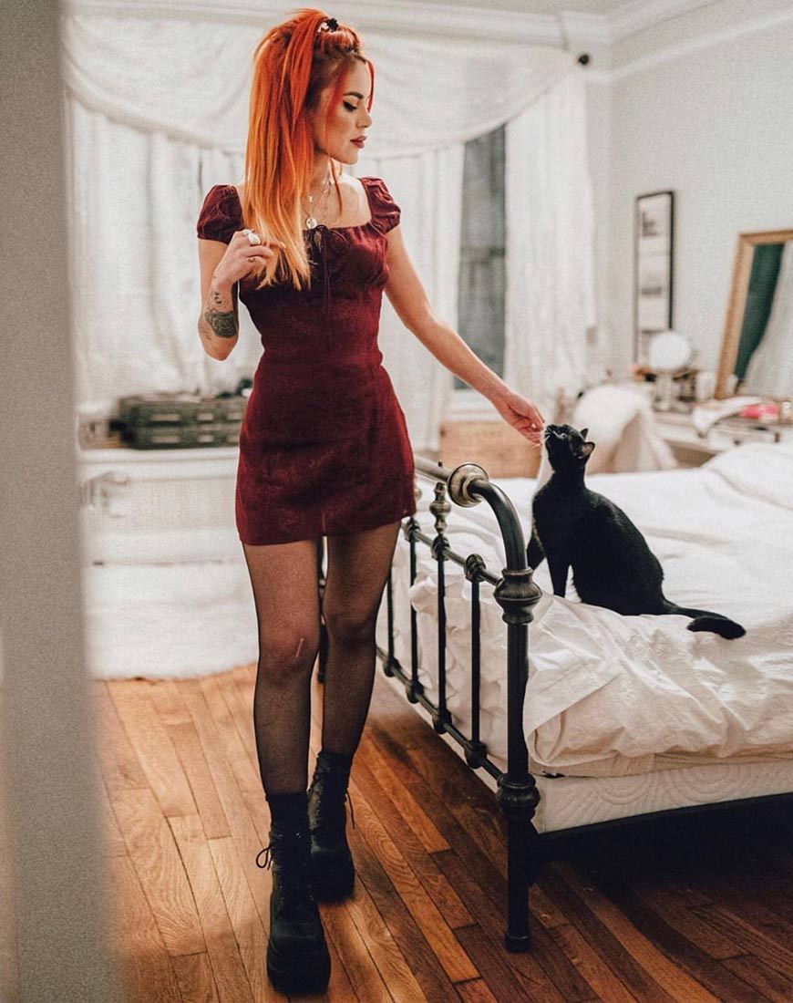 Gaval Mini Dress in Satin Rose Burgundy Gaval Mini Dress in Satin Rose Burgundy