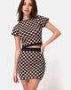Image of Immie Mini Skirt in Checkerboard Tan