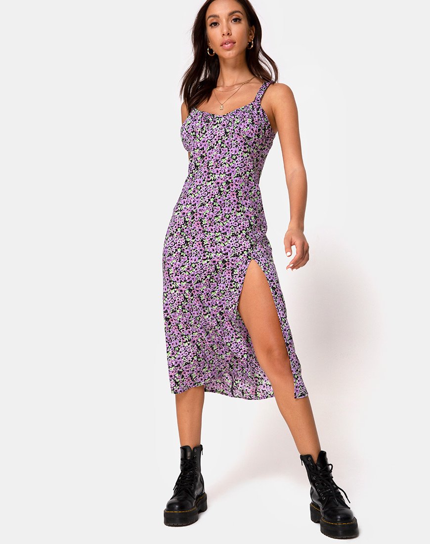 Lilac Purple Floral Midi Dress | Jova motelrocks-com-us Lilac Purple Floral Midi Dress | Jova motelrocks-com-us