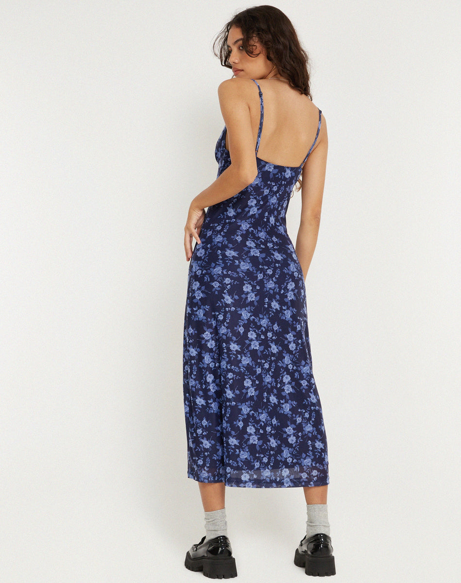 floral camisole midi dress Pretty Floral Navy Printed Midi Dress
