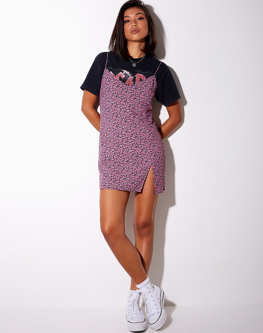 mini dress fun Pink Floral Mini Dress