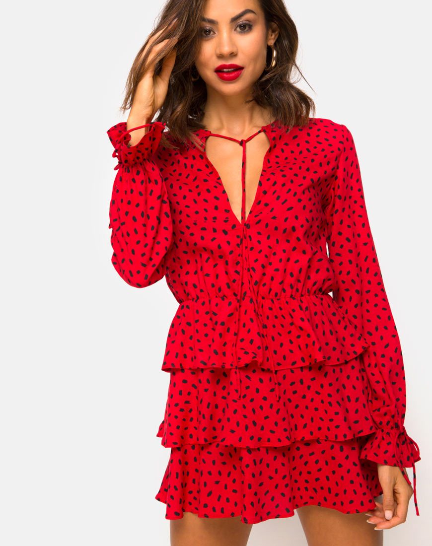 black and red polka dot mini dress Winnie Polka Dot Mini Dress