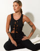 image of Kinara Top in Stripe Mesh Black