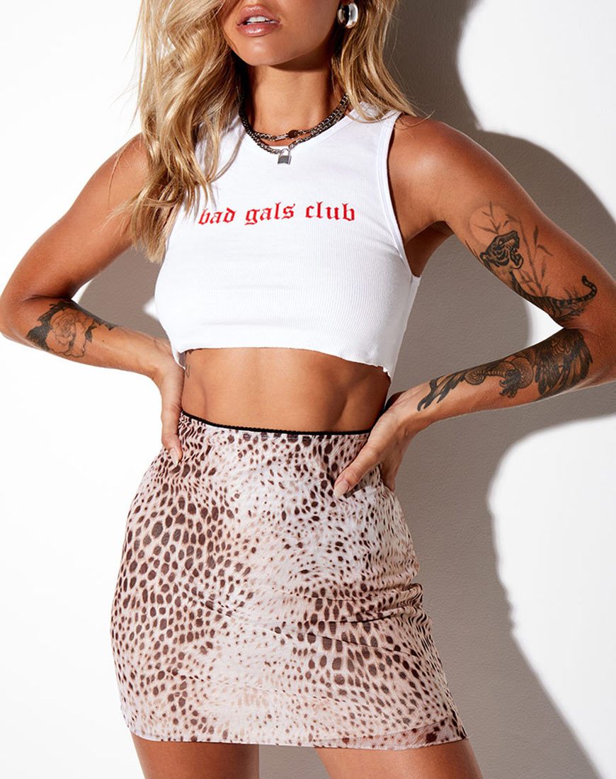 Satin cheetah mini top skirt