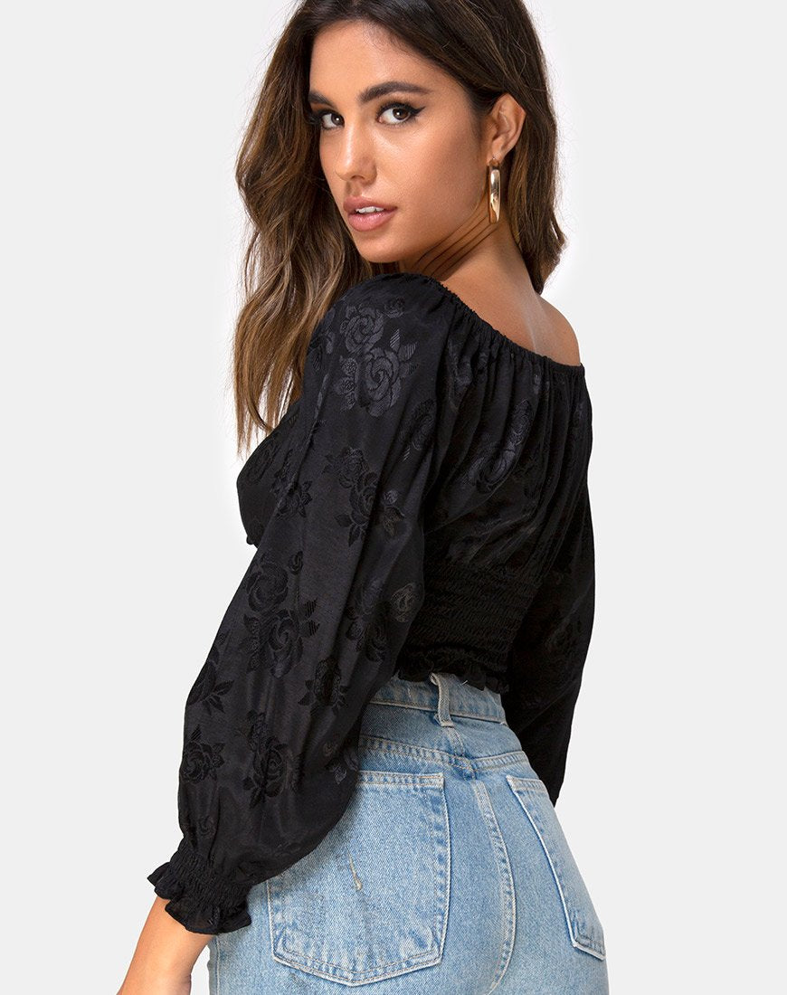 black peasant crop top