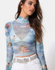 Image of Lara Crop Top in Angel Sky Blue Mesh