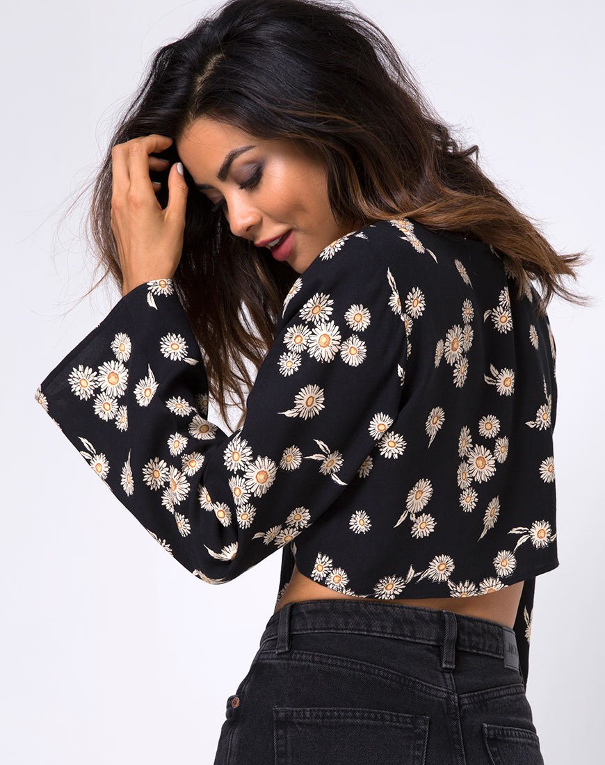 Image of Laya Wrap Top in Grunge Daisy Floral