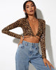 Image of Lieneva Crop Top in Night Leopard Brown