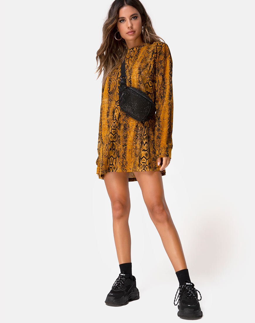 jumper dress yellow Lotsun Jumper Dress in Snake Mustard – motelrocks-com-us