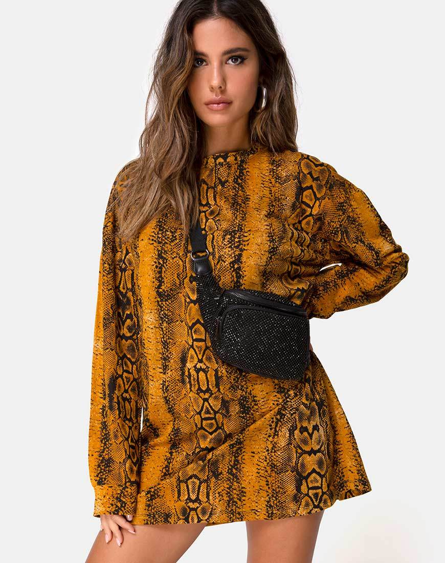 jumper dress yellow Lotsun Jumper Dress in Snake Mustard – motelrocks-com-us