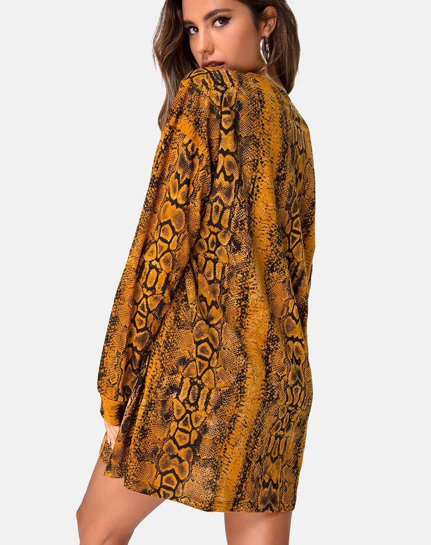 jumper dress yellow Lotsun Jumper Dress in Snake Mustard – motelrocks-com-us