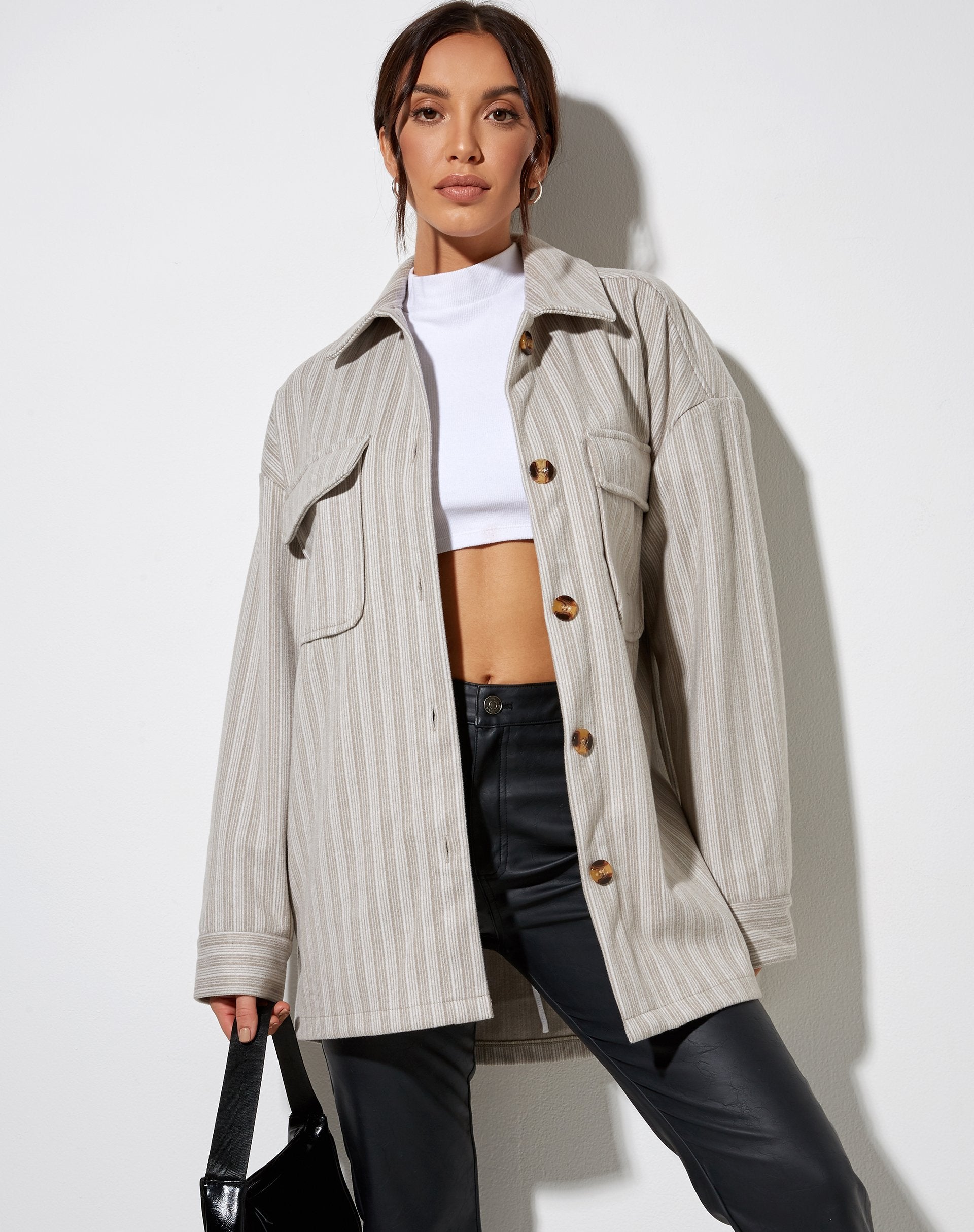 Image of Marcella Shirt in Stripe Tonal Grey