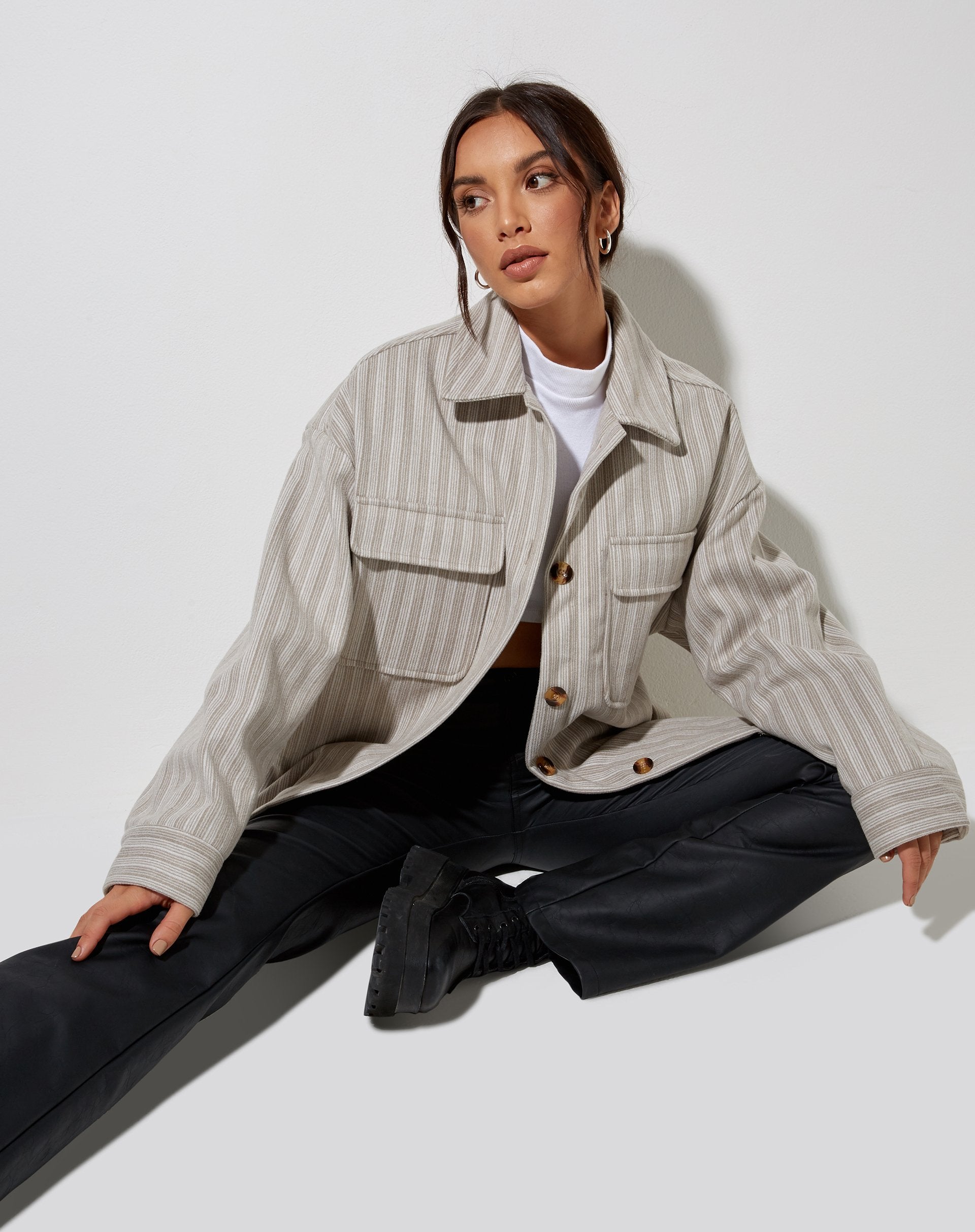 Image of Marcella Shirt in Stripe Tonal Grey