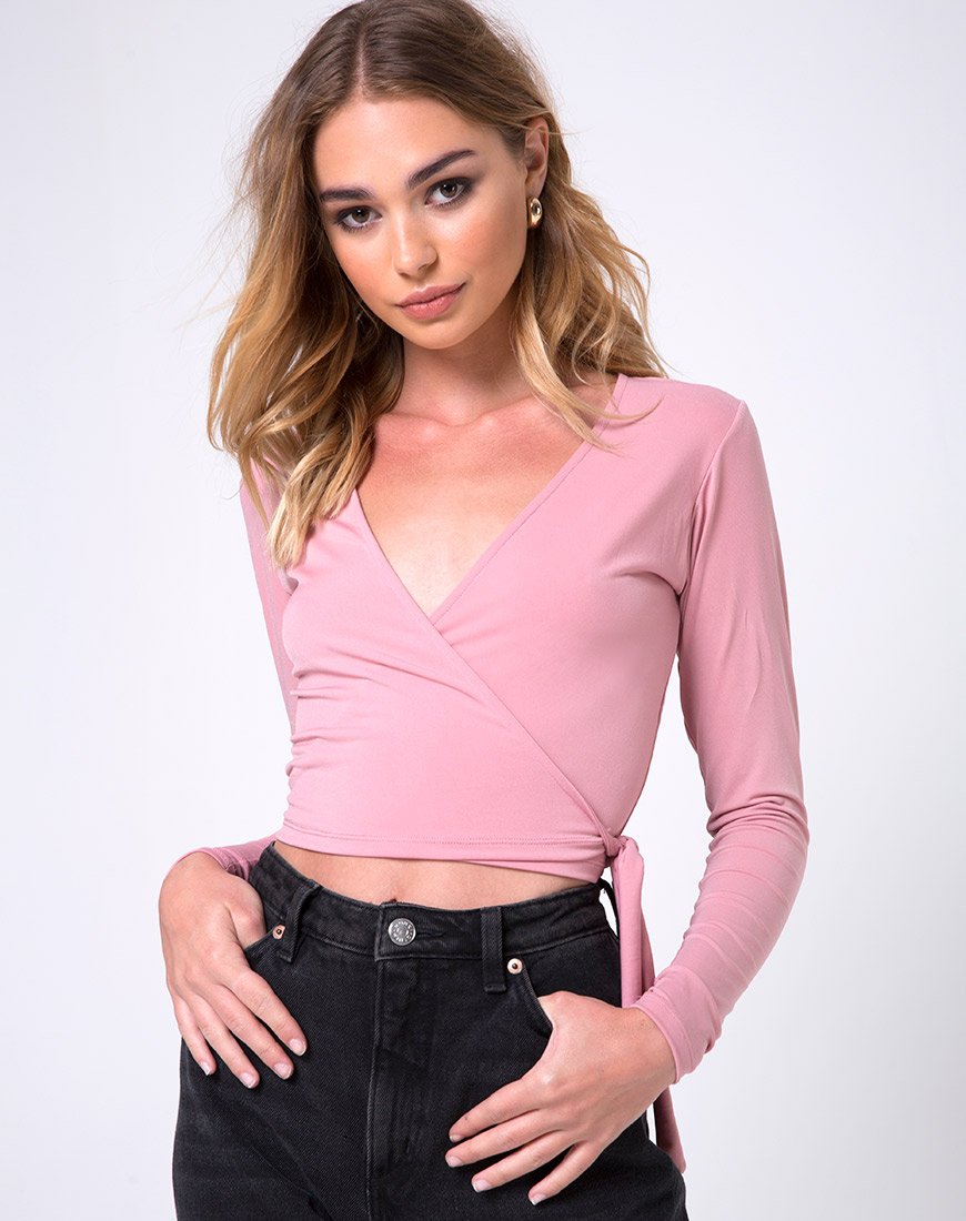 dusky pink long sleeve top