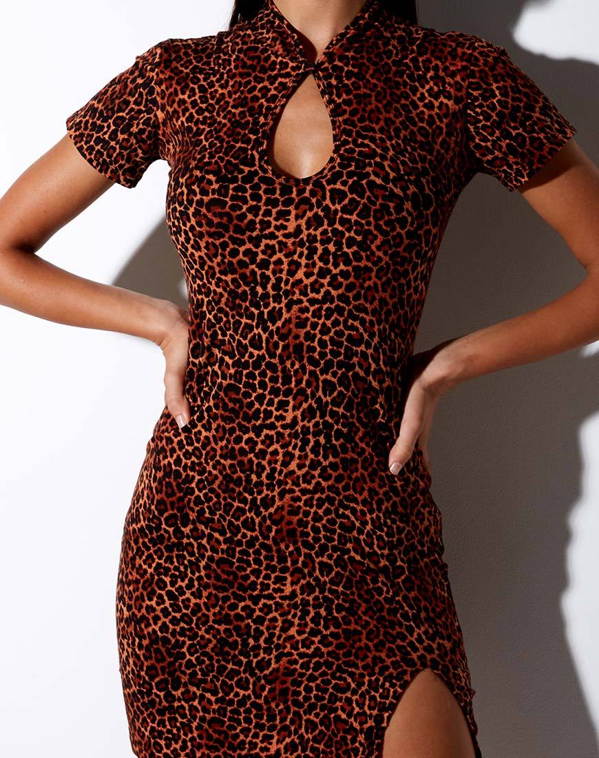 Leopard Orange Bodycon Mini Dress | Marlin  motelrocks-com-us