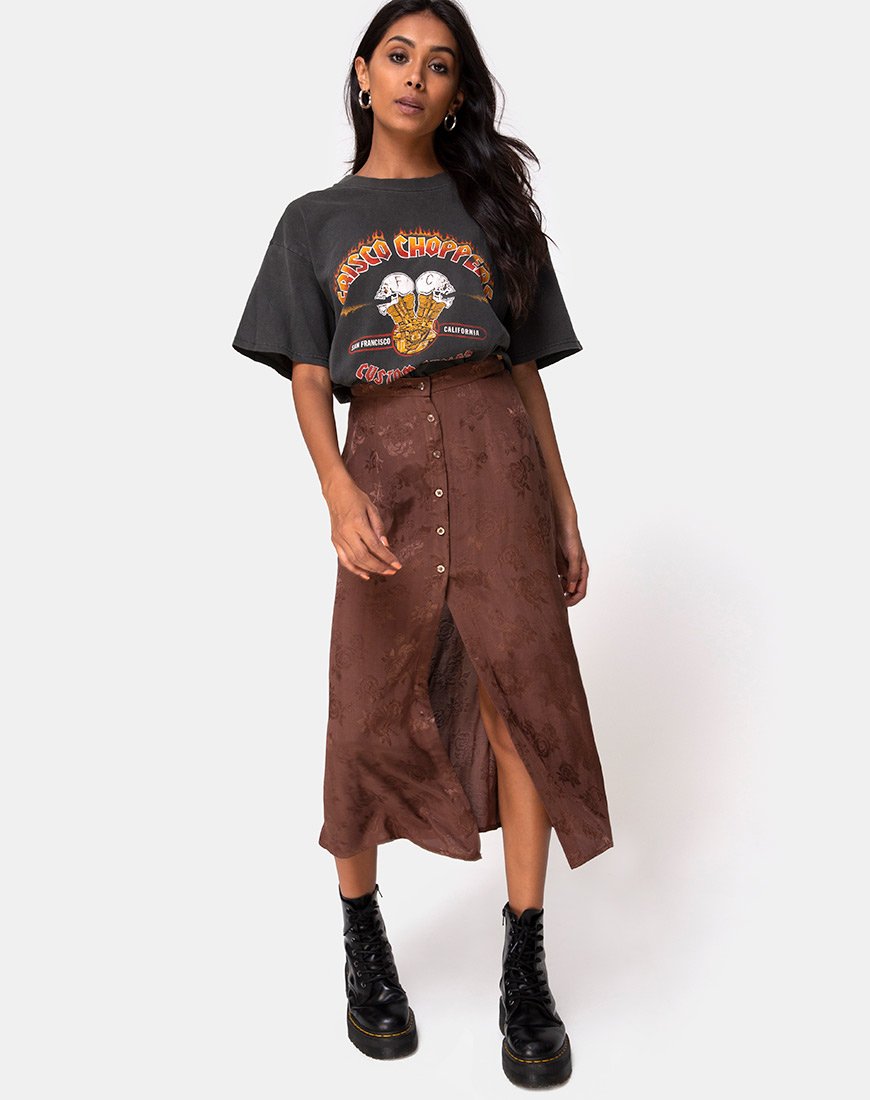 Marni Midi Skirt in Satin Rose Chocolate – motelrocks-com-us