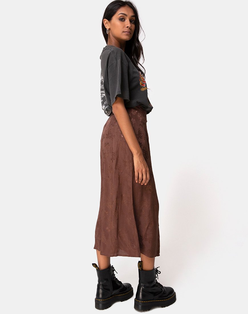 Marni Midi Skirt in Satin Rose Chocolate – motelrocks-com-us