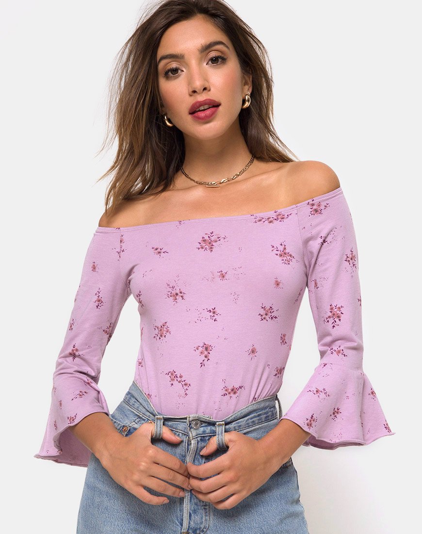 Lilac off discount the shoulder top